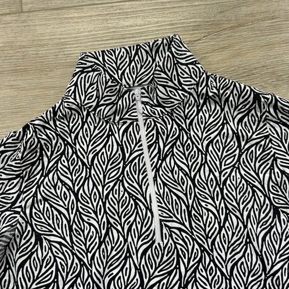 NWT IBKUL Women's XS Sally Black & White Mock Zipper Long Sleeve Top 50 SPF - Picture 3 of 14